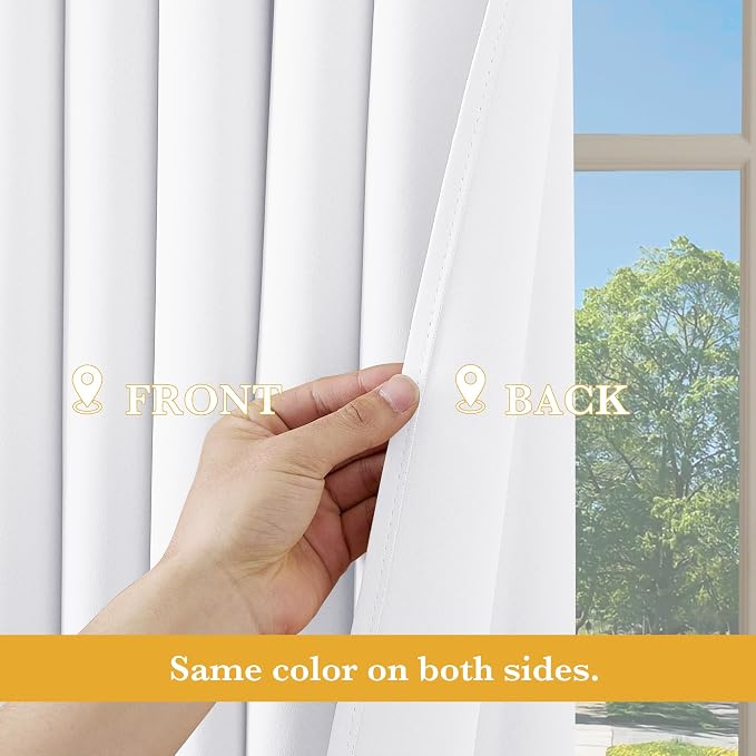 RYB HOME Blackout Thermal Insulated Curtains, Portable Curtain for Sliding Glass Door/Storage/Space Room Divider, Large Window Treatment Room Divider Panel, W80 x L84, Pure White, 1 Panel