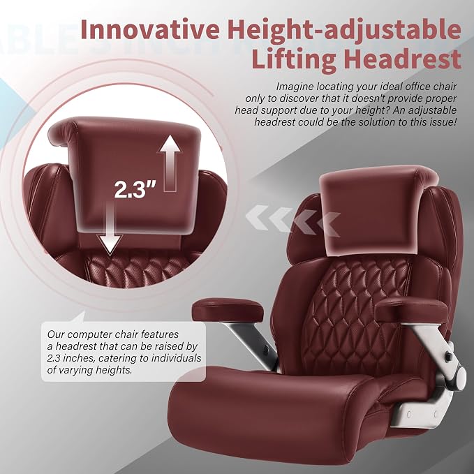 Big and Tall Office Chair 700lbs, Ergonomic High Back Computer Desk Chair | Adjustable Headrest&Lumbar Support, 3D Flip Arms, Large Wheels, Heavy Duty Metal Base, Thick Padded Wide Seat Executive Chair