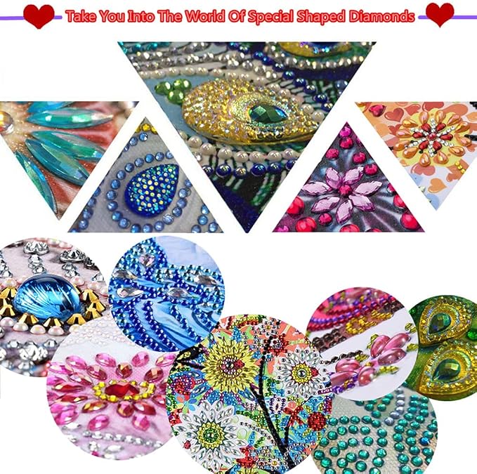 FRANDEK A5 50-Page DIY Lavender Diamond Art Painting Notebook with Beautiful Patterns, Special Shaped Diamond Art Craft for Beginners Adults Gift