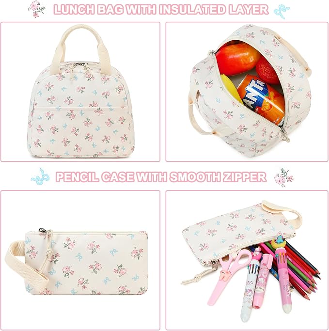 BTOOP School Backpacks for Teen Girls Bookbags Lightweight Kids Backpack School Bags Set with Lunch Box Pencil Case