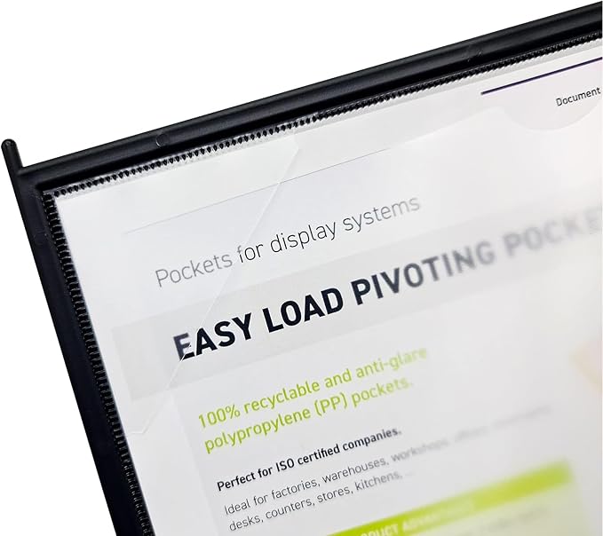 Tarifold Wall Mount Reference System for Letter Size Documents, 10 Double-Sided Pockets, 20 Sheet Capacity, Expandable, Easy Load Design, Durable Polypropylene, Made in Denmark, Black
