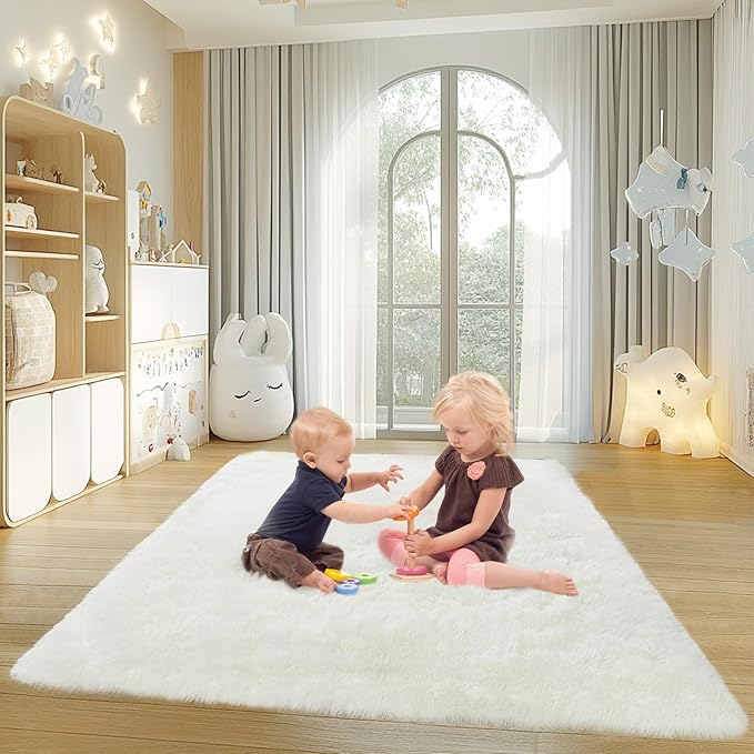 Mugorn Small Soft Shag Rugs for Bedroom, 4x6 Fluffy Area Rugs for Living Room