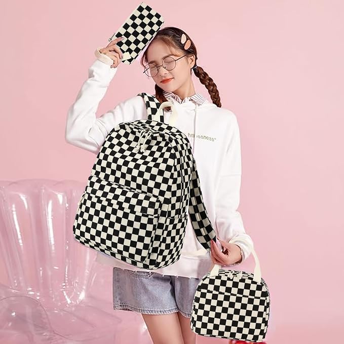 Bluboon School Backpack Set Girls Womens Laptop Bookbag Casual Daypack Fits 15 inch Laptop with Lunch Tote Bag and Pencil Bag