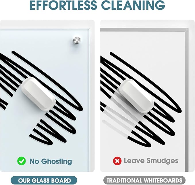 MaxGear 96" x 48" Glass Whiteboard Wall Mounted for Office Home Classroom | Magnetic Glass Dry Erase Board, Tempered Glass, Steel Backed, Non-Porous Surface, Frameless Design, Hardware Included