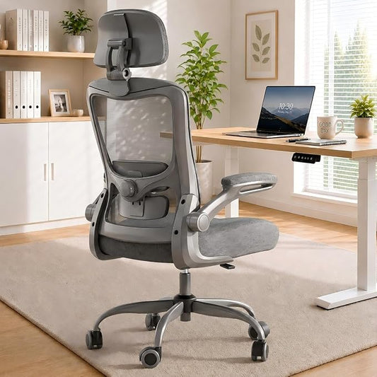 Ergonomic Office Chair for Long Hours, Adjustable Padded Lumbar Support for Lower Back Relief, 330 lb Capacity, Comfortable Computer Desk Chair for Home Office, Work & Study