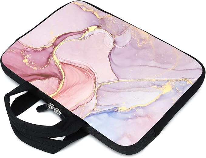 15.6" Laptop Sleeve 14" 15" 15.4" Chromebook Case Ultrabook Case Notebook Sleeves PC Messenger Bag (Pink Marble)