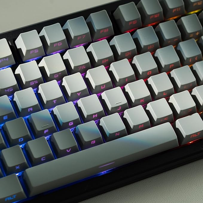 dagaladoo doubleshot PBT keycap Set,Japanese keycaps Shine Through,Side Printed Key caps Keyboard,Cherry Profile Custom Keycap for Mechanical Gaming Keyboards(Light Grey)
