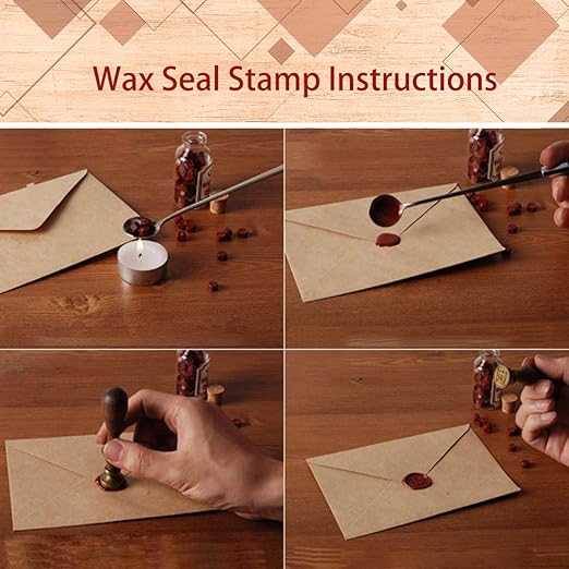 Wax Seal Stamp Kit, HOSAIL 7 Pieces Star Dragon Cat Peacock Whale Mermaid Fox Flamingo SealingWax Stamps Copper Seals + 1 Piece Wooden Hilt, Vintage Antique Moon Starry Cat Seal Wax Stamp Set