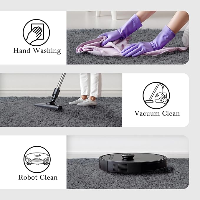 Area Rugs 9x12 Living Room,Large Area Rug Shaggy Carpet Soft Plush Furry Bedside Rug, Machine Washable Area Rugs for Bedroom Home Decor Non-Slip(9 x 12, Dark Grey)