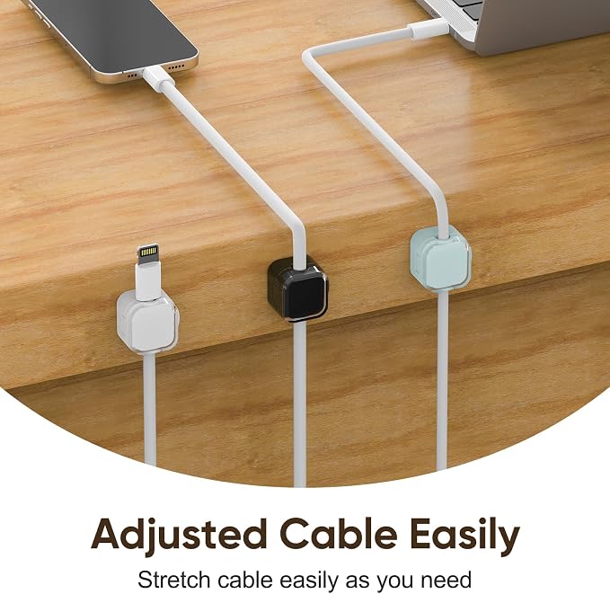 9-Pack Magnetic Cord Holder，Magnetic Cable Clips Strong Adhesive Desk Cable Management ，Cable Management Cord Holder Organizer for Home Office Desk Phone Car Wall Desktop Nightstand (Multicolor)