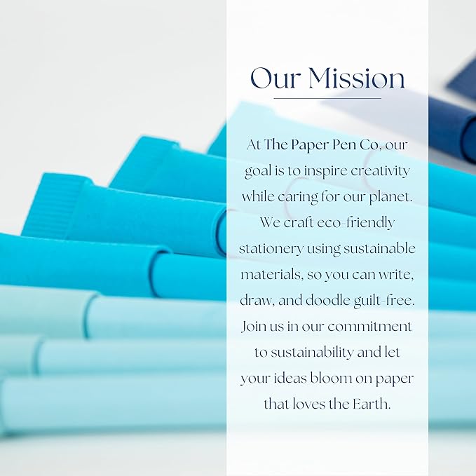 eco-friendly pen - crafted from 100% recycled paper, plastic-free, black Ink, pack of 10, Blue Lagoon set