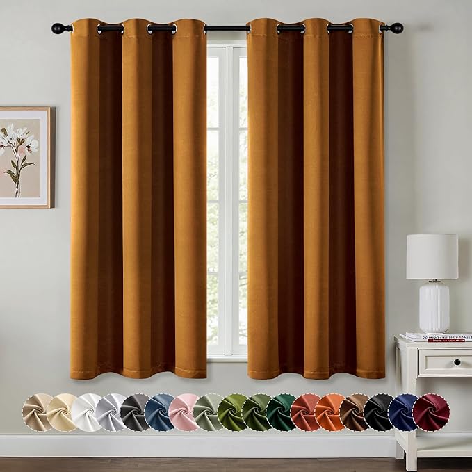 MIULEE Blackout Curtains for Bedroom Living Room 2 Panels, Thermal Insulated Room Darkening Drapes Grommet Noise Reducing Light Blocking Window Treatments 54 Inches Long 40x54 Inch Gold Brown
