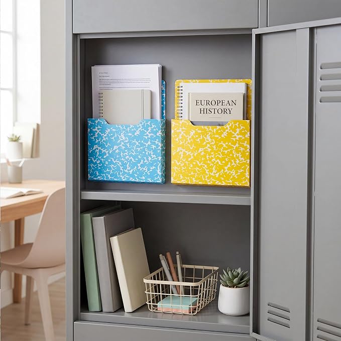 Gilprop 8 Pack Magnetic File Holder, 10"x13"x1.2" Magnetic Wall File Folders for Whiteboard, Hanging Classroom Organizer Storage, Refrigerator Magazine Holder for Mail Letters Paper Desk Office