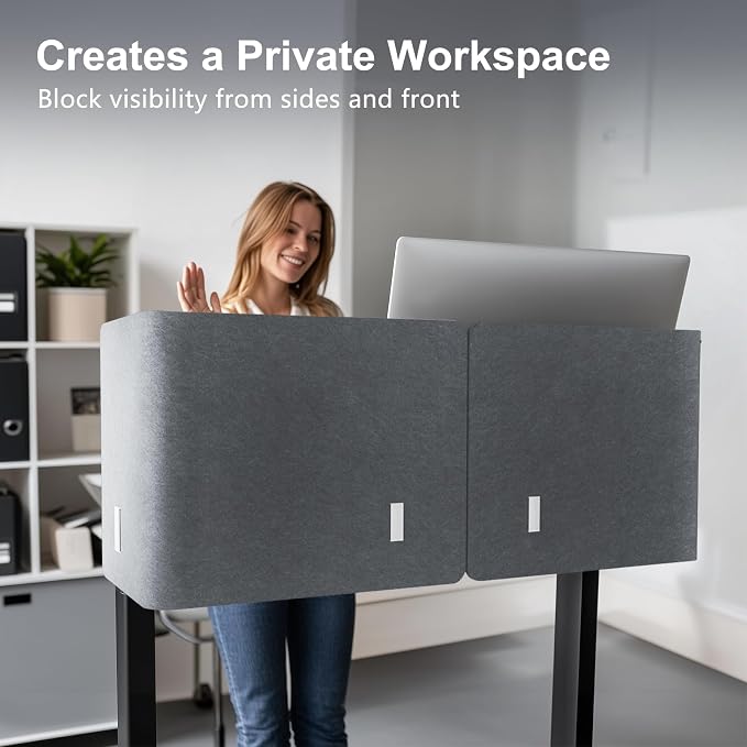 Desk Privacy Panel,2PCS L-Shaped Clamp-On Office Desk Divider,2-in-1 Adjustable Acoustic Desktop Partition Or Under Desk Modesty Panel,for Office,Home,Felt(Grey, 47.2" x 17.7")