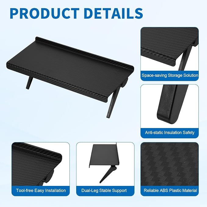uxcell TV Top Shelf TV Monitor Shelf, 10.2" x 4.5" Plastic Adjustable Screen Shelves Monitor Top Bracket Universal Fit Shelves Storage for Media Box Game Console Router Phone, Black