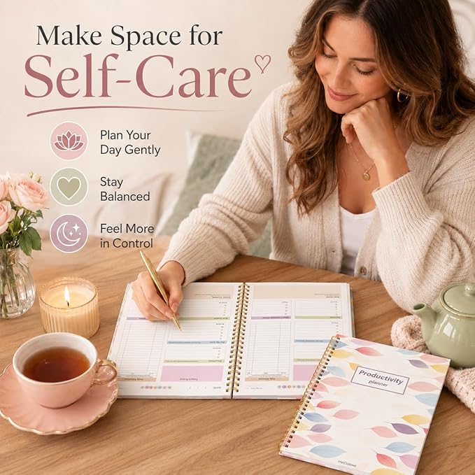 ADHD Planner for Women，Daily Productivity Planner with Task Management Organizer for Neurodivergent Adult,Teens , Self-Cares, Daily Schedule,To-Do List,Brain Dump,ADHD Journal with Cardboard Cover to Stay Organized and Focused (Colorful Leaves)