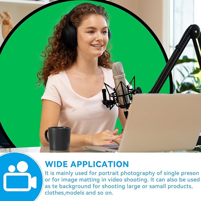 Portable Green Screen Chair with Stand 57 inch Double Sided Chroma Key Backdrop for Zoom/Streaming, Foldable Green Background for Photography, Video Chats, Gaming & Meetings