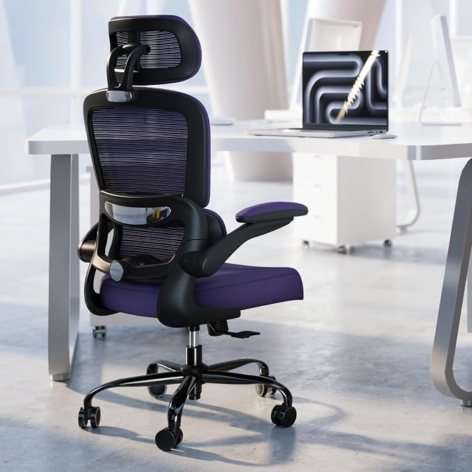 TRALT Office Chair Ergonomic Desk Chair, 330 LBS Home Mesh Office Desk Chairs with Wheels, Comfortable Gaming Chairs (Violet)