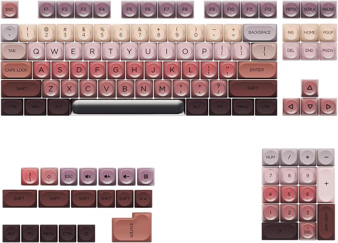 Fogruaden PBT Red Keycaps Set, HOA Profile Cute Custom Keycaps, Compatible with Cherry MX Switch 60% 65% 75% Mechanical Keyboards