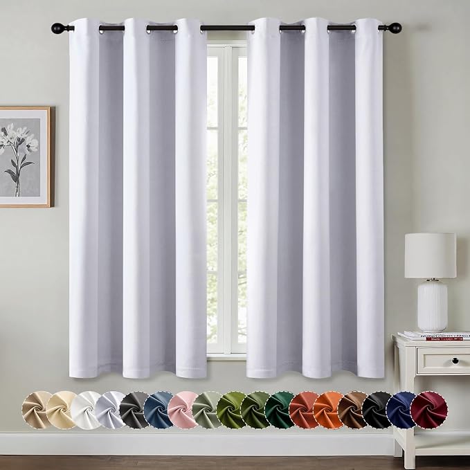 MIULEE Blackout Curtains for Bedroom Living Room 2 Panels, Thermal Insulated Room Darkening Drapes Grommet Noise Reducing Light Blocking Window Treatments 54 Inches Long 34x54 Inch Greyish White