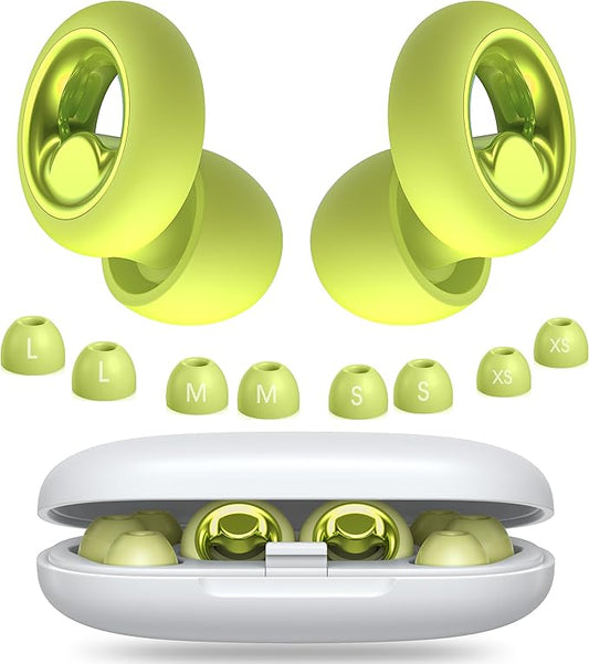 Ear Plugs for Sleeping Noise Cancelling, Soft Ear Plugs for Sleeping, 45dB Reusable for Noise Reduction with 8 Ear Tips, Silicone Hearing Protection Earplugs for Concert, Work(Lemon Lime)