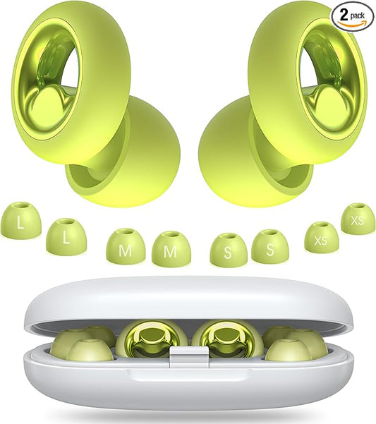 Ear Plugs for Sleeping Noise Cancelling, Soft Ear Plugs for Sleeping, 45dB Reusable for Noise Reduction with 8 Ear Tips, Silicone Hearing Protection Earplugs for Concert, Work(Lemon Lime)