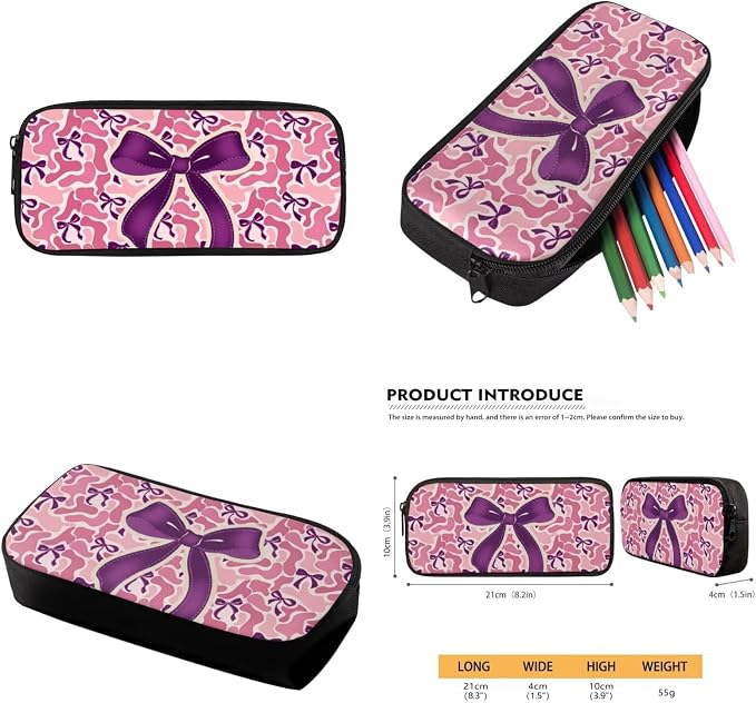 WELLFLYHOM Kids Pink Camo Bow Book Bags for Girls Ages 6-8 School Backpack | School Bookbag and Lunchbox Pencil Case Water Bottle Sleeve 4 Pcs Kids Backpack Set Gift for Back to School Season
