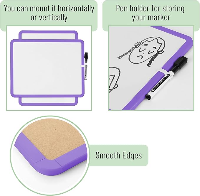 Mr. Pen- Dry Erase Board, 14” x 11” with a Black Dry Erase Marker, Small Mini White Board for Students, Back to School Supplies