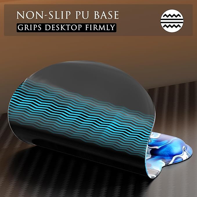 MROCO Ergonomic Mouse Pad with Gel Wrist Rest, Smooth Wrist Support Surface, Non-Slip PU Base for Pain Relief, Comfortable Mousepad for Computer, Laptop, Office & Home, 9.4 x 8.1 in, Blue Waves