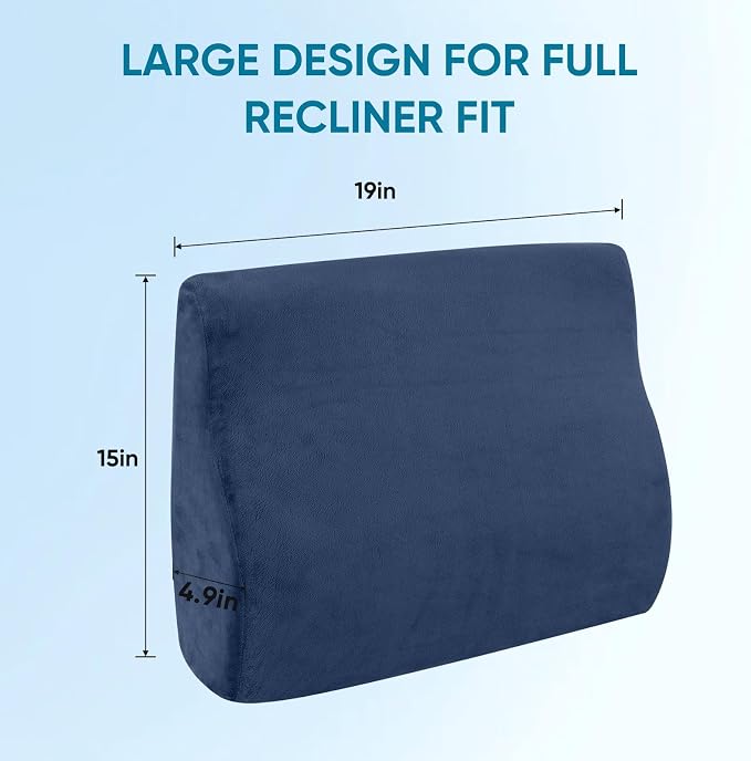 Lumbar Support Pillow for Recliner, Ergonomic Back Support Pillow | Dual-Layer Memory Foam, Soft Velvet Cover, Lower Back Pain Relief, Couch Back Cushions for Recliner, Sofa & Gaming Chair
