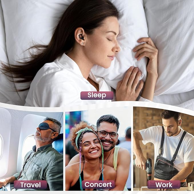 Ear Plugs for Sleeping,Reusable Noise Reduction Ear Plugs for Side Sleepers | 2 Pairs Silicone Ear Plugs, 6 Sizes Ear Tips (Single & Dual Layer), 30dB Noise Cancelling for Snoring,Travel ,Focus&Concerts