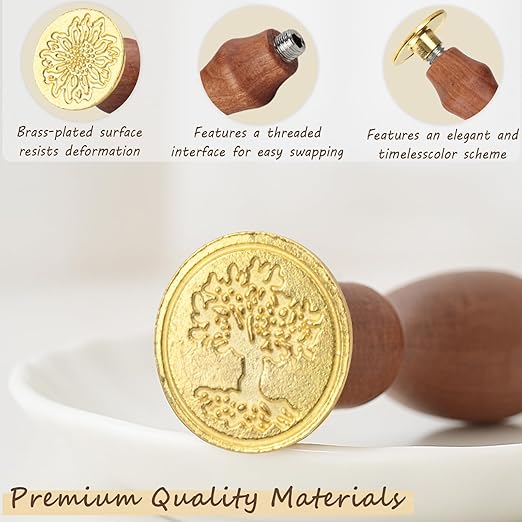 Vintage Wax Seal Stamp Set – 20-Piece Classic Seal Heads with Wooden Handle for Invitations, Letters, Gift Wrapping & More (Assorted Designs)