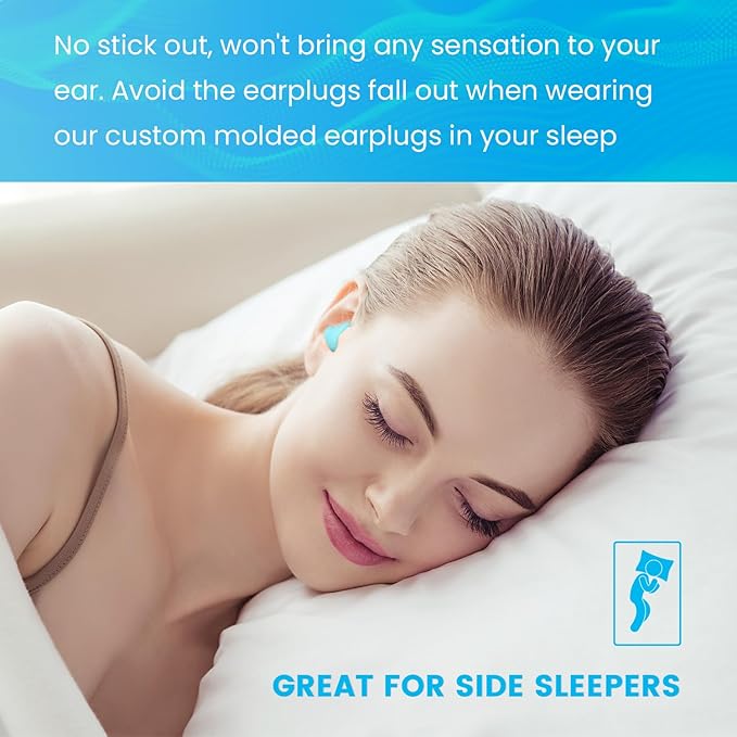 Comfortable Moldable Ear Plugs - 12 Pairs Soft Silicone Gel Earplugs for Noise Cancelling, Sleeping and Swimming, 32 dB Noise Reduction Rating (NRR) Blue