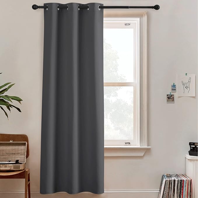 RYB HOME Blackout Curtains 108 inches Long - 100% Privacy Seperating Wall Divider Partition for High Ceiling Window Living Room Garage Basement French Door, 1 Pc, Grey, W 60 x L 108