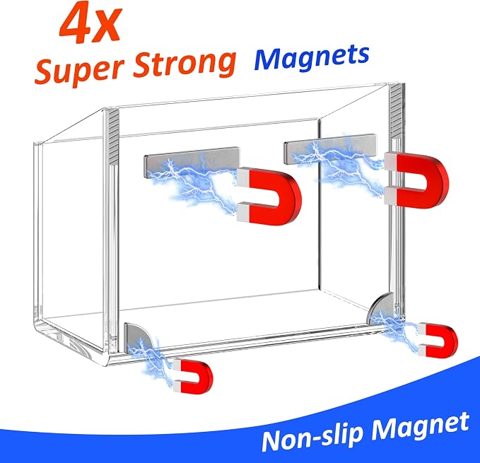FUCDTEFC Magnetic Dry Erase Marker Holder for Whiteboard, Magnet Pen Holder for Desk Fridge Refrigerator, Non-slip Acrylic Strong Locker Organizer Storage Accessories,Clear Pencil Cup Marker Organizer | Fridge Refrigerator, Non-slip, Acrylic, Strong, L...