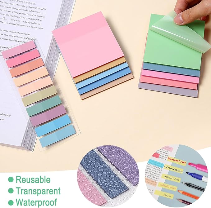 38 PCS Annotation Set with Aesthetic Highlighters, Gel Pens, Sticky Notes & Tabs, Dual Tip, Fast Dry Ink Pens for Book Marking and Office Use