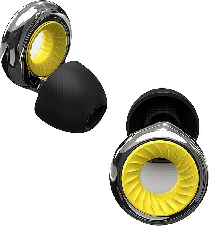 Ear Plugs for Sleeping Noise Cancelling, 32dB Ear Plugs for Noise Reduction, Ultra-Comfy Ear Plug for Concerts, Snoring, Deep Focus, Soft Silicone Ear Plug with 8 Ear Tips and Carry Case Black-Yellow