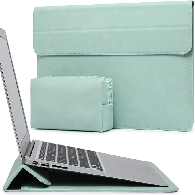 HYZUO 13.3-14 Inch Laptop Sleeve Case with Stand Feature for MacBook Pro 14 M5/M4/M3/M2/M1 2026-2021, MacBook Pro/Air 13.3, 13.5" 13.8" Surface Laptop, HP Spectre X360 13/14, Mint Green