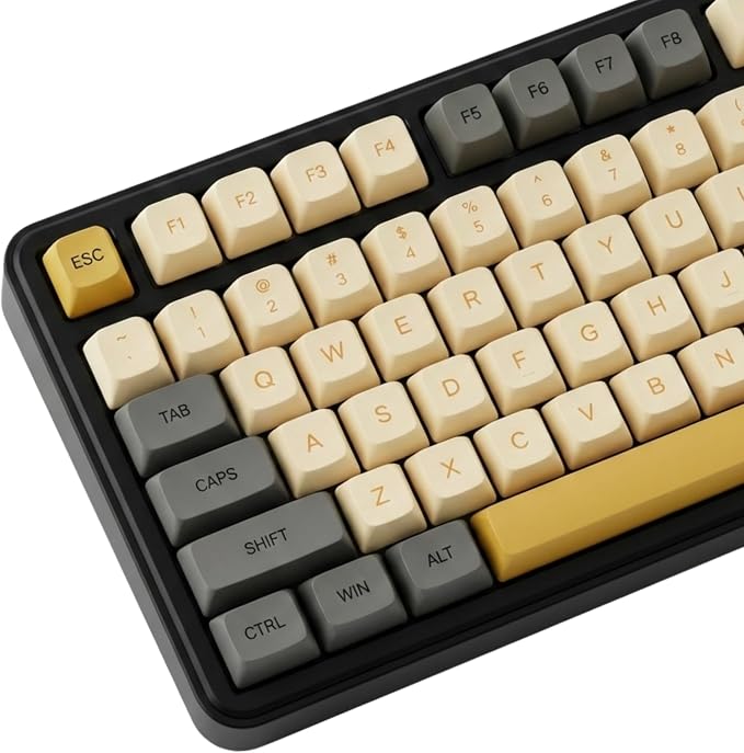 121 Keys PBT Dye Sublimation Keycaps, Grey Beige Minimalist Keycap Set, Warm Tone XDA Profile Custom Keycaps for Mechanical Keyboard 60% 65% 75% 100% Cherry MX Switches