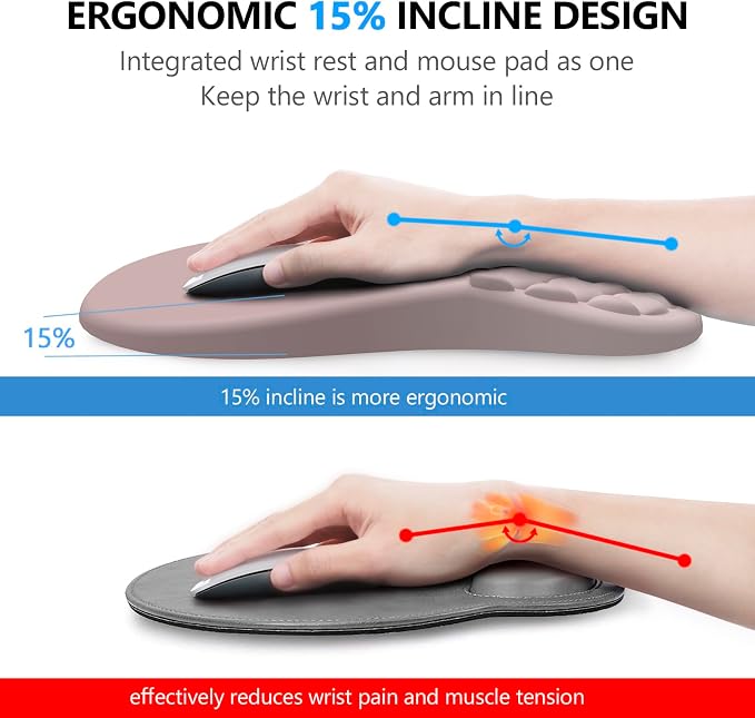 Mouse Pad Wrist Support, Laokiiy 2 in1 Keyboard Wrist Rest+ Ergonomic Mouse Pad, Non-Slip Wrist Rest for Computer Keyboard, Made Easy Typing & Relieve Wrist Pain(Gradient Pink)