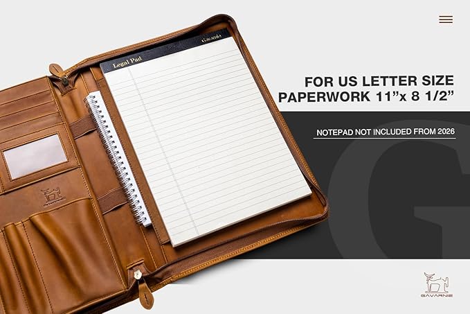 Personalized Leather Portfolio Padfolio for Men, Engraved Gifts for Father's Day for Husband from Wife, Customized Leather Gifts Present for Son/Dad, for Birthday, Brown