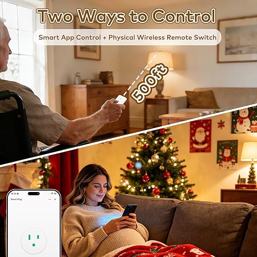 NineLeaf Zigbee Smart Outlet w Remote Control, Wireless Plug,Zigbee Hub Required, 500ft, APP & Voice Control, Compatible with Alexa & Google Home, Timer & Schedule, 2 Switches+3 Outlets