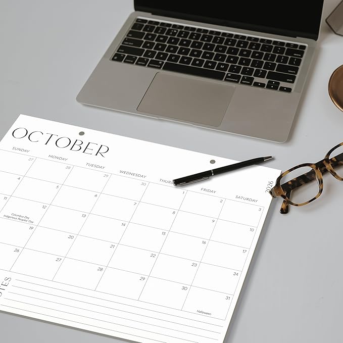 Aesthetic 2026-2027 Desk Calendar - Runs From June 2026 Until December 2027 - Large Minimalistic Office Desktop/Wall Calendar 16"x12" for Easy Organizing