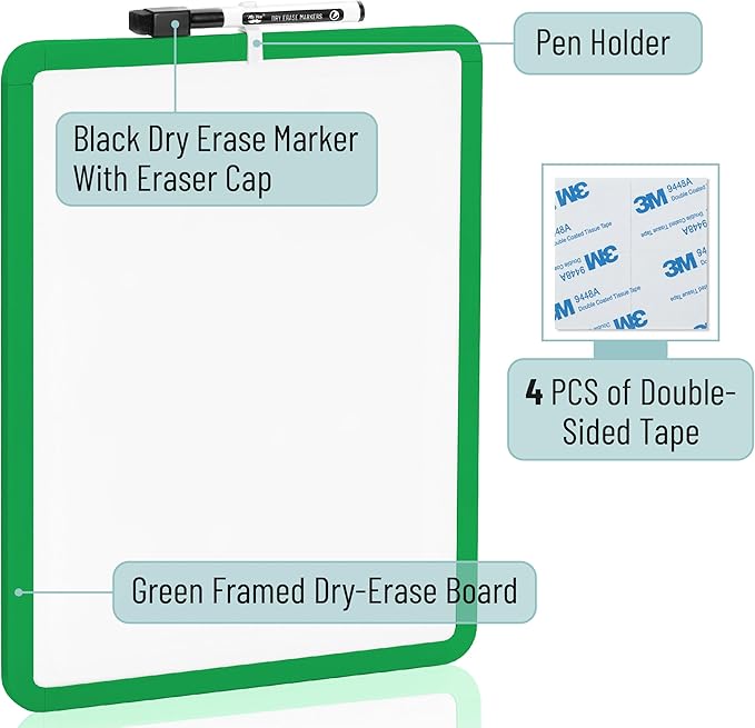 Mr. Pen- Dry Erase Board, 14” x 11” with a Black Dry Erase Marker, Small Mini White Board for Students, Back to School Supplies