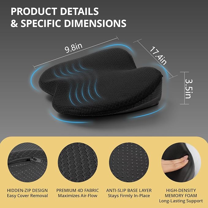 Car Seat Cushions for Driving | Car Seat Cushions,Relieve Sciatica & Back Pain, Improve Driving Posture, Ergonomic Truck Seat Cushion for Long Commute