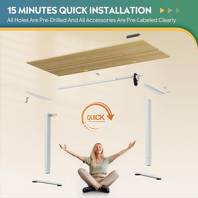 DEVAISE 63 Inch Standing Desk with Split Top, Ergonomic Computer Desk, Maple