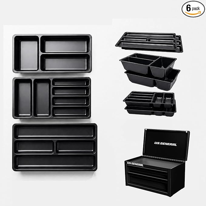 6 Pcs Tool Box Organizer Tray Divider Set for U.S. GENERAL Mini Steel Toolbox,Tool Desk Drawer Organization, Toolbox Accessories&Organizer,Storage Solution for Screws, Bits & Tiny Tools