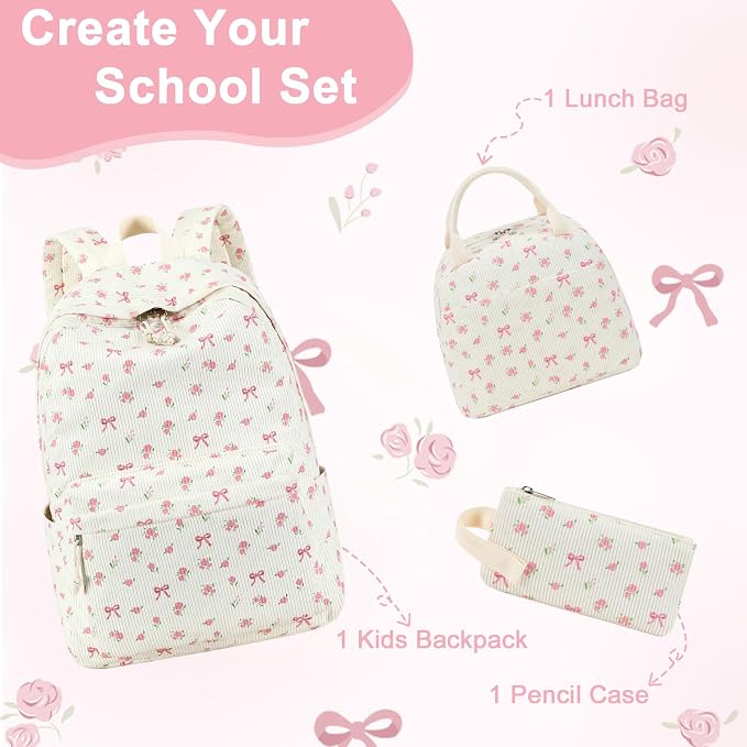 BTOOP School Backpacks for Teen Girls Bookbags Lightweight Kids Backpack School Bags Set with Lunch Box Pencil Case
