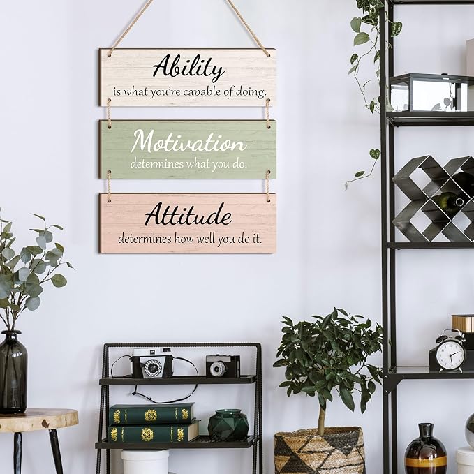 Jetec Office Wall Decor Sign Inspirational Motivational Plaques with Sayings Rustic Wooden Hangings Ability Sign for Coworker Holiday Gift Office Home Artwork Decoration(Elegant Colors)