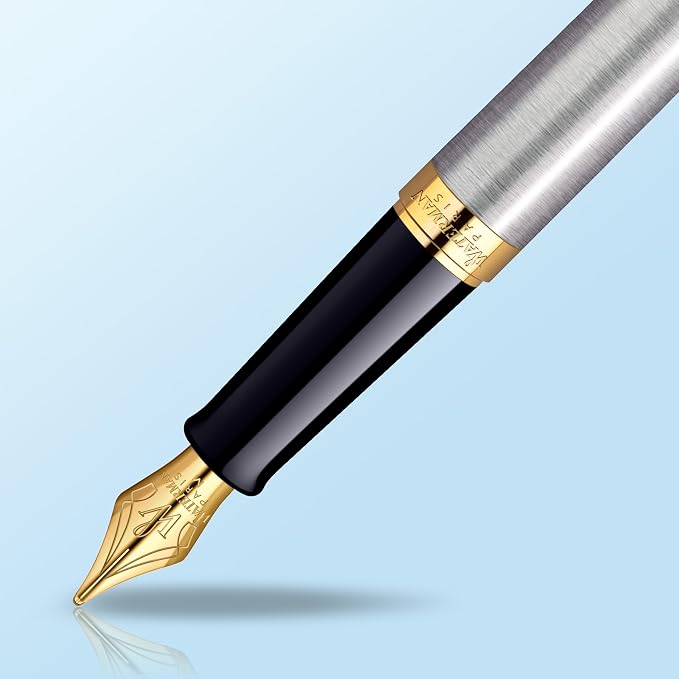 Waterman Hemisphere Essential Stainless Steel Gold Trim Fine Point Fountain Pen - S0920310